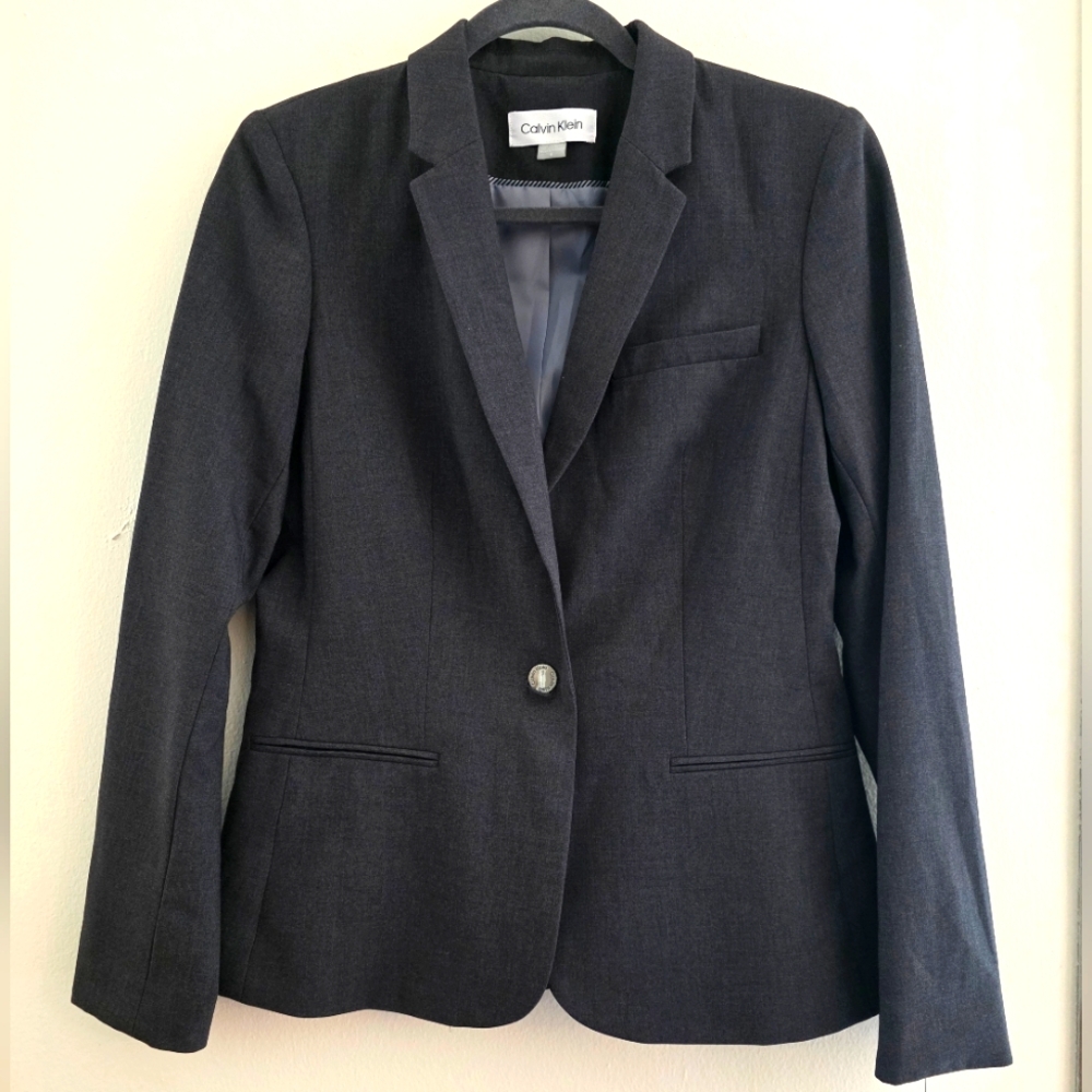 Calvin Klein Women's Gray Blazer Sz 6 - Picture 1 of 6